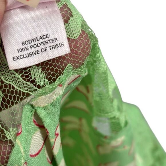 Victoria's Secret Angels Lace Trim Slip Dress/Nightie Gown Green Floral Small - Picture 9 of 10